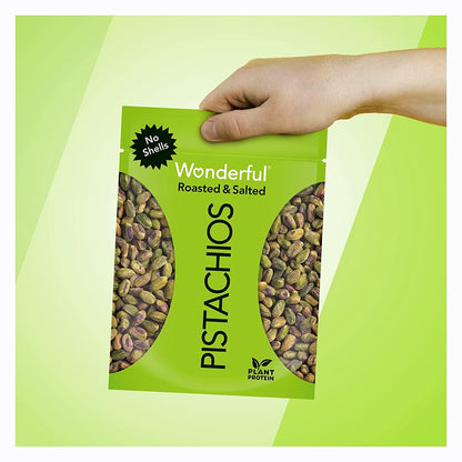 Wonderful Pistachios No Shells, Roasted & Salted Nuts, 24 Ounce Resealable Bag, Protein Snacks, Gluten Free, Healthy Snack