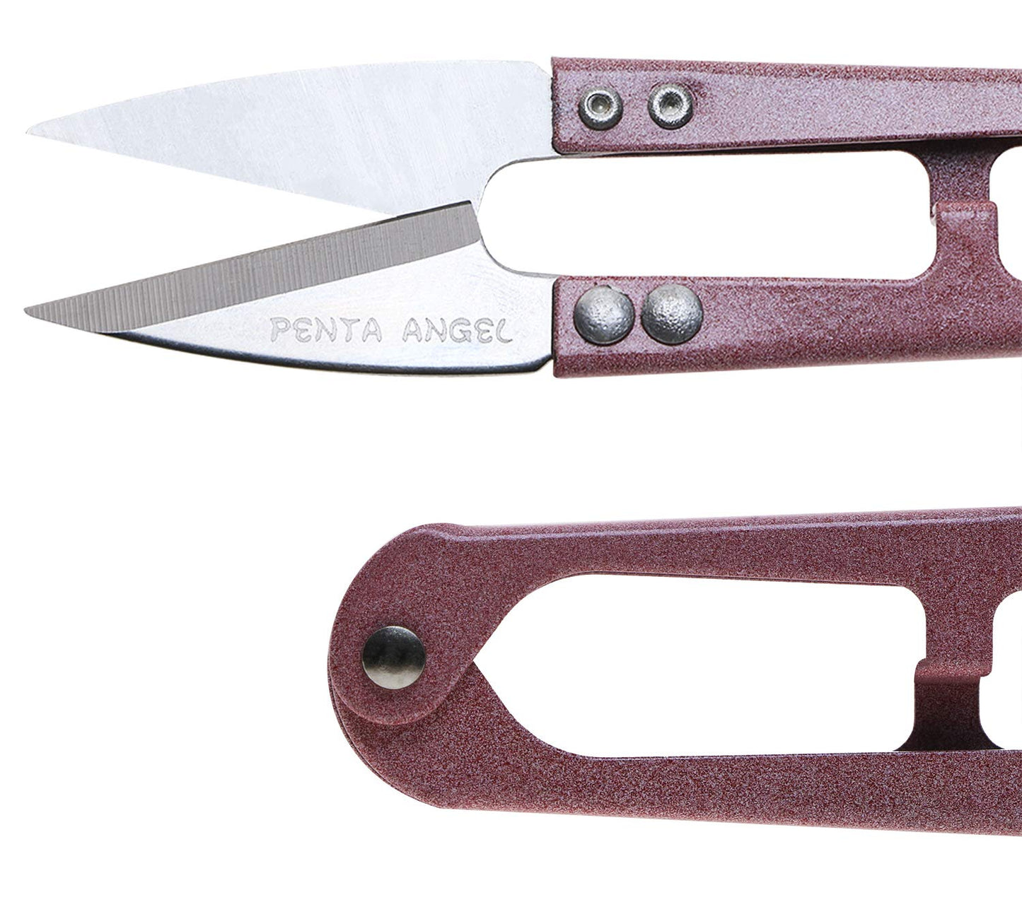 2Pcs Multicolor Mini Sewing Scissors Clipper 2Pcs Leather Scissors Sheath Cover Small Embroidery Thread Thrum Yarn Trimming Nipper U-Shaded Craft Cross Stitch Scissor(Pink/Gray)