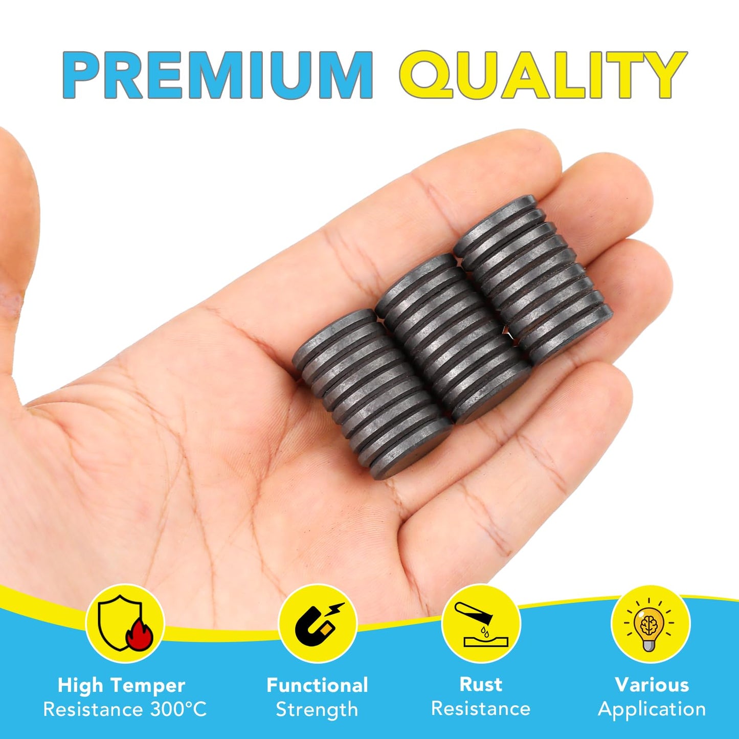 TRYMAG Small Flexible Magnets Round Disc 18x3mm for Crafts with Adhesive Backing, 20Pcs Tiny Flat Circle Ferrite Industrial Magnets for Office, Classroom, Science, Hobbies, Project - 0.7Inch