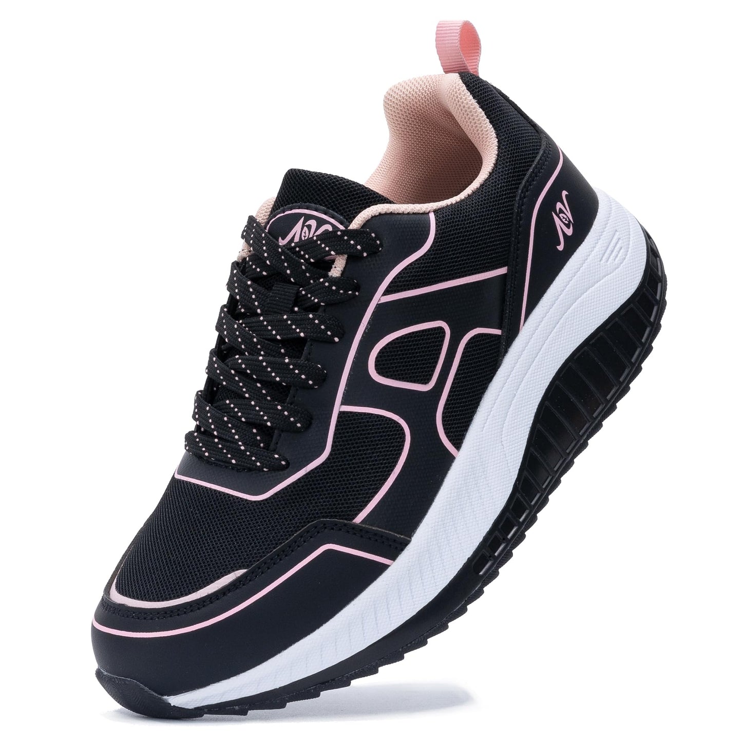 ZF ZEFUHER Women's Walking Shoes with Arch Support Orthotic Plantar Fasciitis Sneakers Tennis Running Shoes BlackRose 9.5