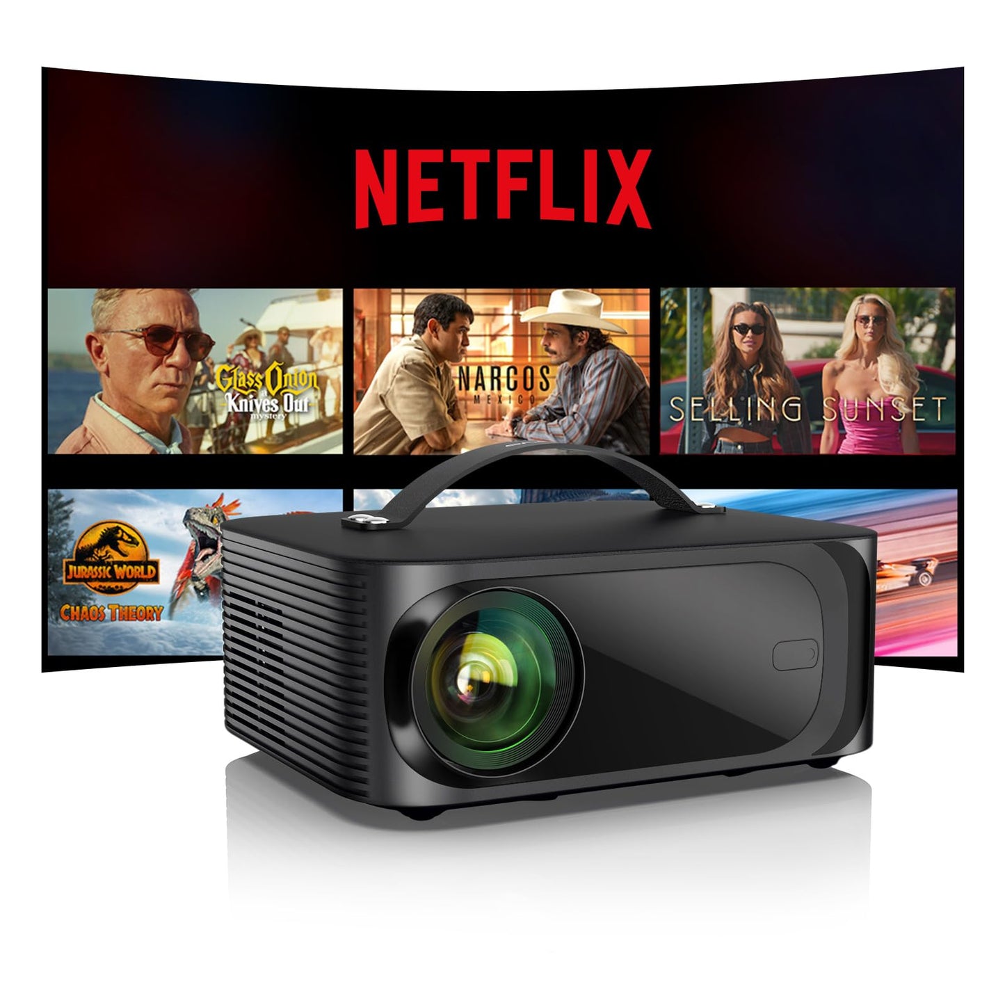 [1200 ANSI/Auto Focus/Built-in APPs] Outdoor-Projector-4K with Wifi6 and Bluetooth, Smart TV OS & DoIby, Portable Projector with Netflix/YouTube/PrimeVideo, ONOAYO 1080P Proyector with 300 ''Display