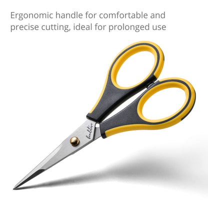 Beaditive Precision Craft Scissors - Stainless Steel Blades With Safety Cap - Ultra Sharp Tip & Non-Slip TPR Handles - For Adult & Kid Paper Crafting, Scrapbooking, Home, Office, and School Use