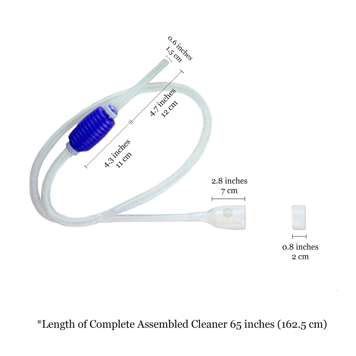 SunGrow Aquarium Fish Tank Gravel Cleaner Vacuum, Siphon Pump Aquarium Water Changer, Tank Cleaner, Syphon Cleaning and Water Changing Tools Kit with Priming Bulb, Aquarium Supplies, 65-inches