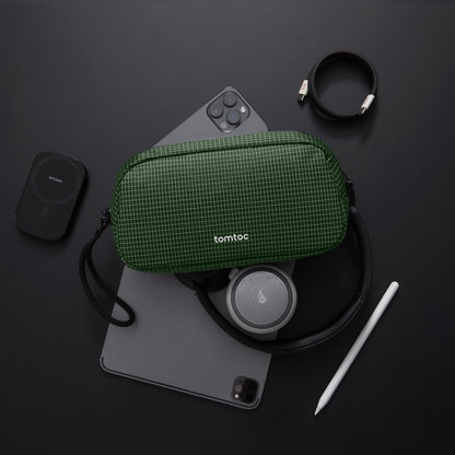 tomtoc Electronics Organizer Travel Case Performance, Water Resistant Bag Cable Tech Pouch Accessories, Carry Storage for Cord, Phone, Cables, Airpods, USB Flash Drive, Daily Items