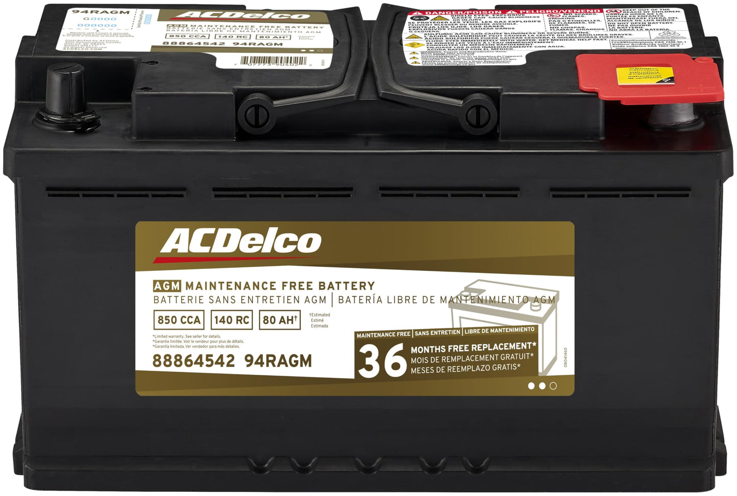 ACDelco Gold 94RAGM (88864542) 36 Month Warranty AGM BCI Group 94R Battery