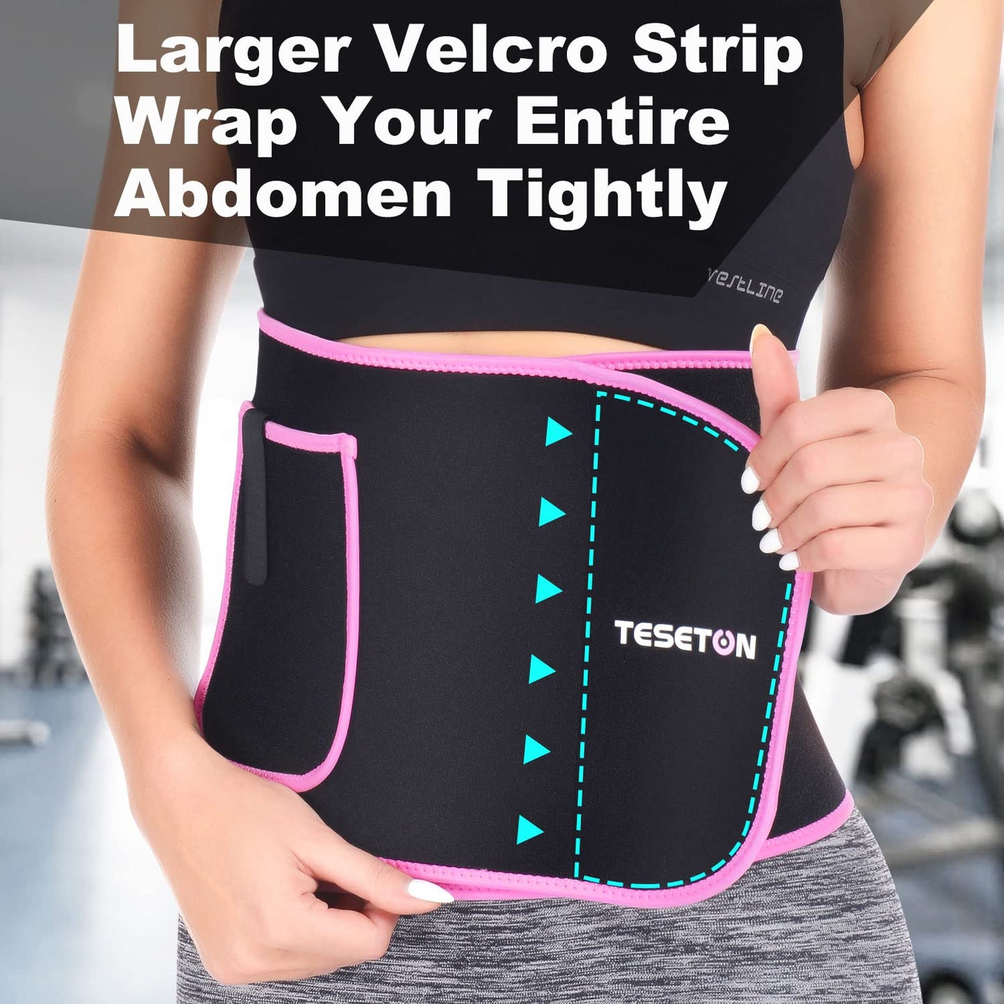 TESETON Plus Size Waist Trainer for Men Women, Waist Trimmer for Men Women, Sweat Belt Plus Size, Wraps for Belly Fat, Sauna Stomach Sweat Band Sport Fitness 01 Black XL