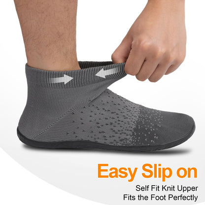 SKASO Sock Shoes Barefoot Minimalist Shoes Women Men Slip on Comfortable Breathable for Swimming Gym Running Grey Black Women Size 11.5-12.5