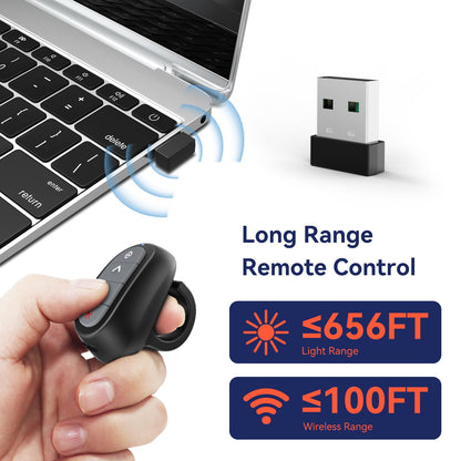 Presentation Clicker Wireless Presenter Remote: USB Rechargeable Finger Ring Clicker for PowerPoint Presentations, PowerPoint Clicker with Laser Pointer, Multi-OS Compatible