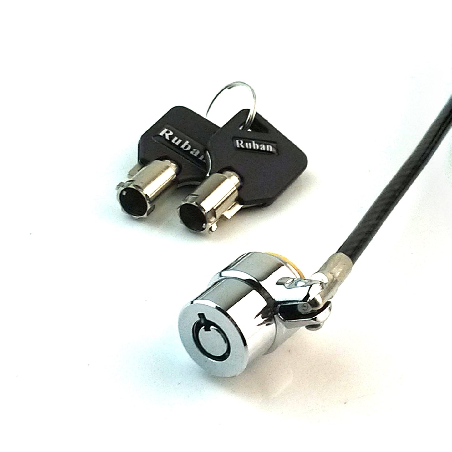 RUBAN Notebook Lock and Security Cable (PC/Laptop) Two Keys 6.2 Foot (Black) only fit Security Slot 1/4 * 1/8 in (7x3mm)