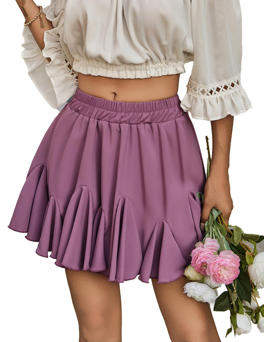 Avidlove Flowy Skirt for Plus Size Women y2k Golf Ruffle Skirts Stretch Fitted Bodycon Athletic Skirt (Purple Red,X-Large)