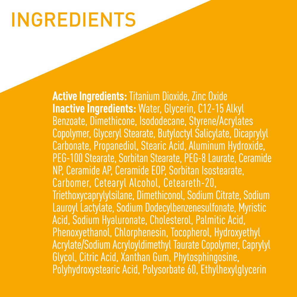 CeraVe 100% Mineral Sunscreen SPF 50 with Zinc Oxide & Titanium Dioxide, Hyaluronic Acid & Ceramides, Oil Free & Non-Greasy, Hydrating Mineral Sunscreen For Body, 5 oz