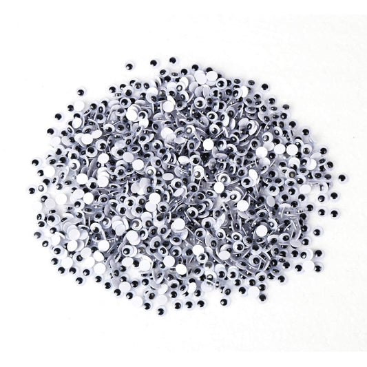 DECORA 1000pcs Round Plastic Black Googly Wiggle Eyes Self-Adhesive Wide Variety Assorted Sizes