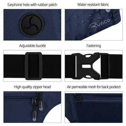 Ryaco Money Belt for Travel, Slim Passport Holder RFID Blocking Hidden Wallet Travel Essentials Pouch Women Men with Adjustable Strap Waist Bag to Protect Cash, Credit Cards and Travel Documents