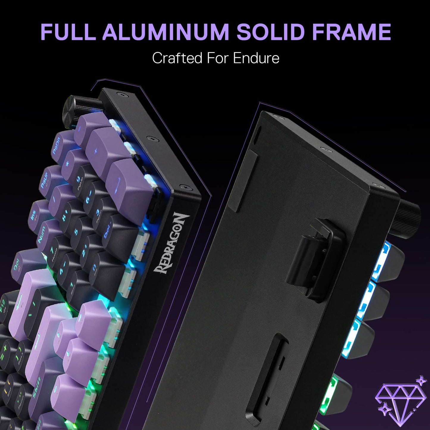 Redragon K740 PRO 98 Keys Wireless RGB Gaming Keyboard, 3-Mode PBT Mechanical Keyboard w/Solid Aluminum Base, Dedicated Knob Control & Hot-Swap Socket, Custom Linear Switch