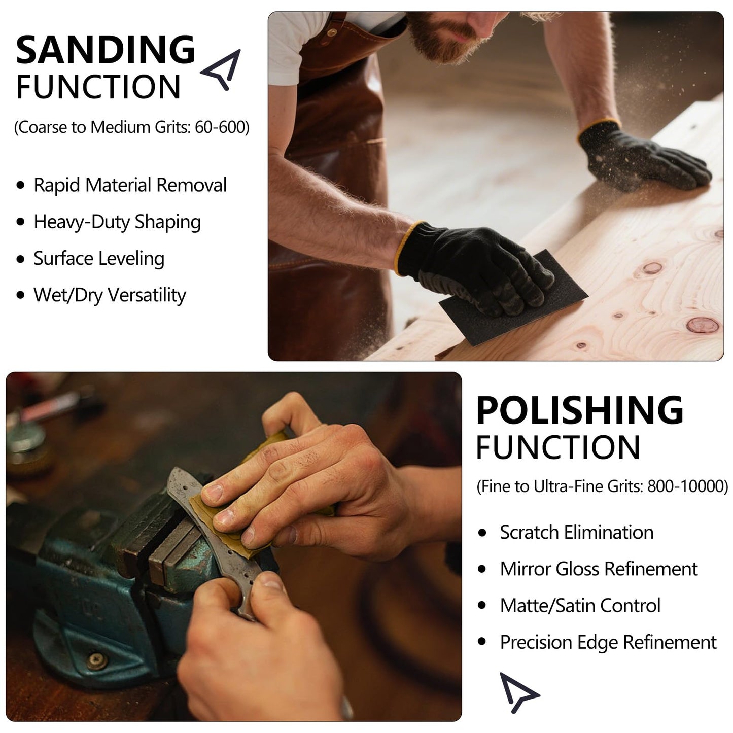 Shineboc Sandpaper Assortment, 18 Sheets, 9 x 11 Inch Wet Dry Sand Paper, 120/180/240/320/400/600/800/1000/2000 Grit Hand Sanding Sheets for Wood Metal Automotive Sanding and Polishing