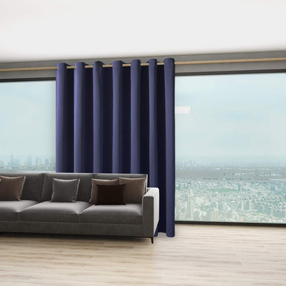 BONZER Room Divider Curtain Total Privacy Wall Wide Thermal Insulated Blackout Curtains for Slide Window, 96L x 108W Inch (8L x 9W ft), 1 Panel, Navy
