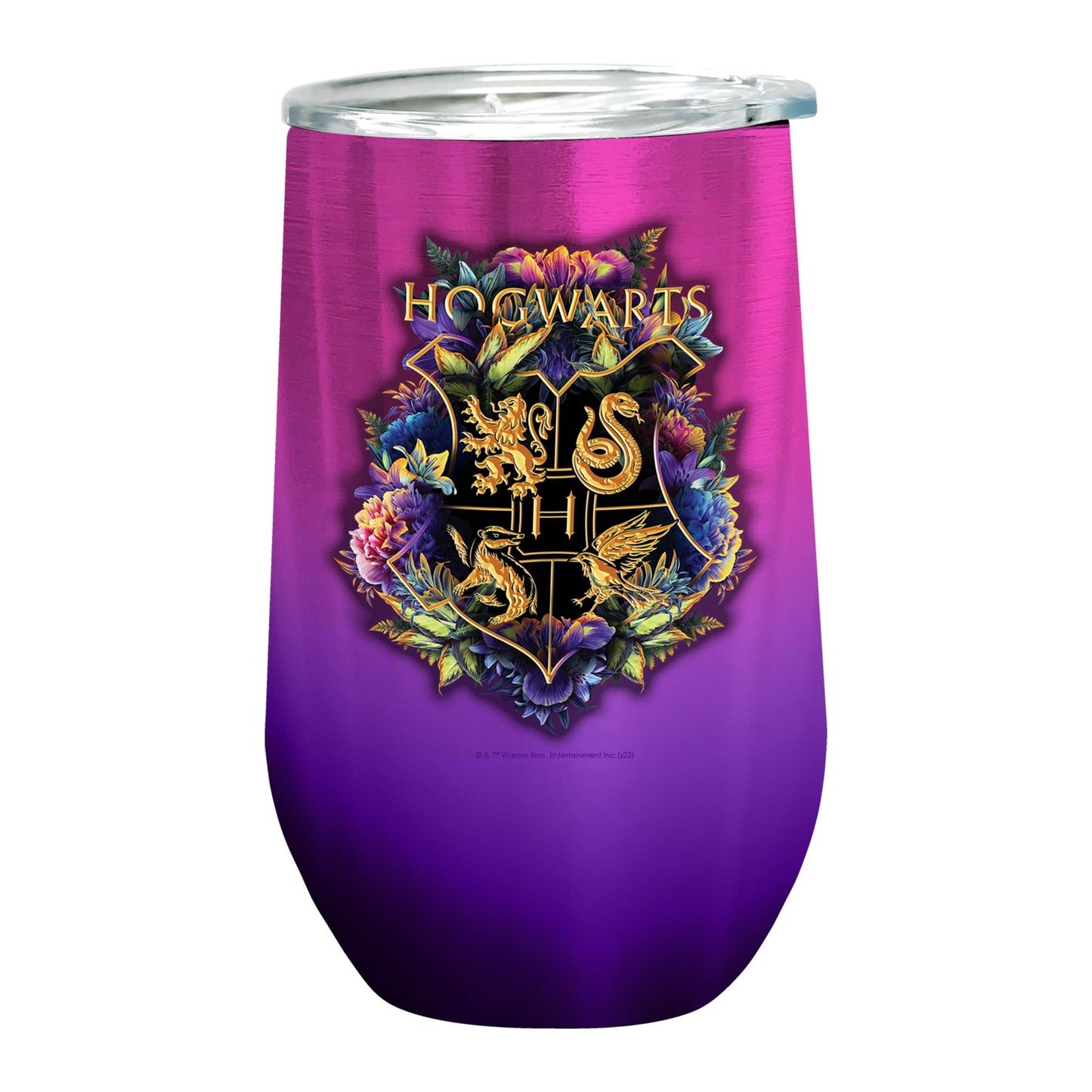 Spoontiques Hogwarts Stainless Steel Wine Tumbler, 16 Oz - Double Wall Insulated Drink Cup with Sliding Lock Lid for Travel - White, Red, Rose, Champagne
