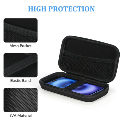 GLCON Portable Protection Hard EVA Case for External Battery,Cell Phone,GPS,Hard Drive,USB Charging Cable,Carrying Bag Mesh Inner Pocket,Zipper Enclosure,Universal Travel Pouch Bag