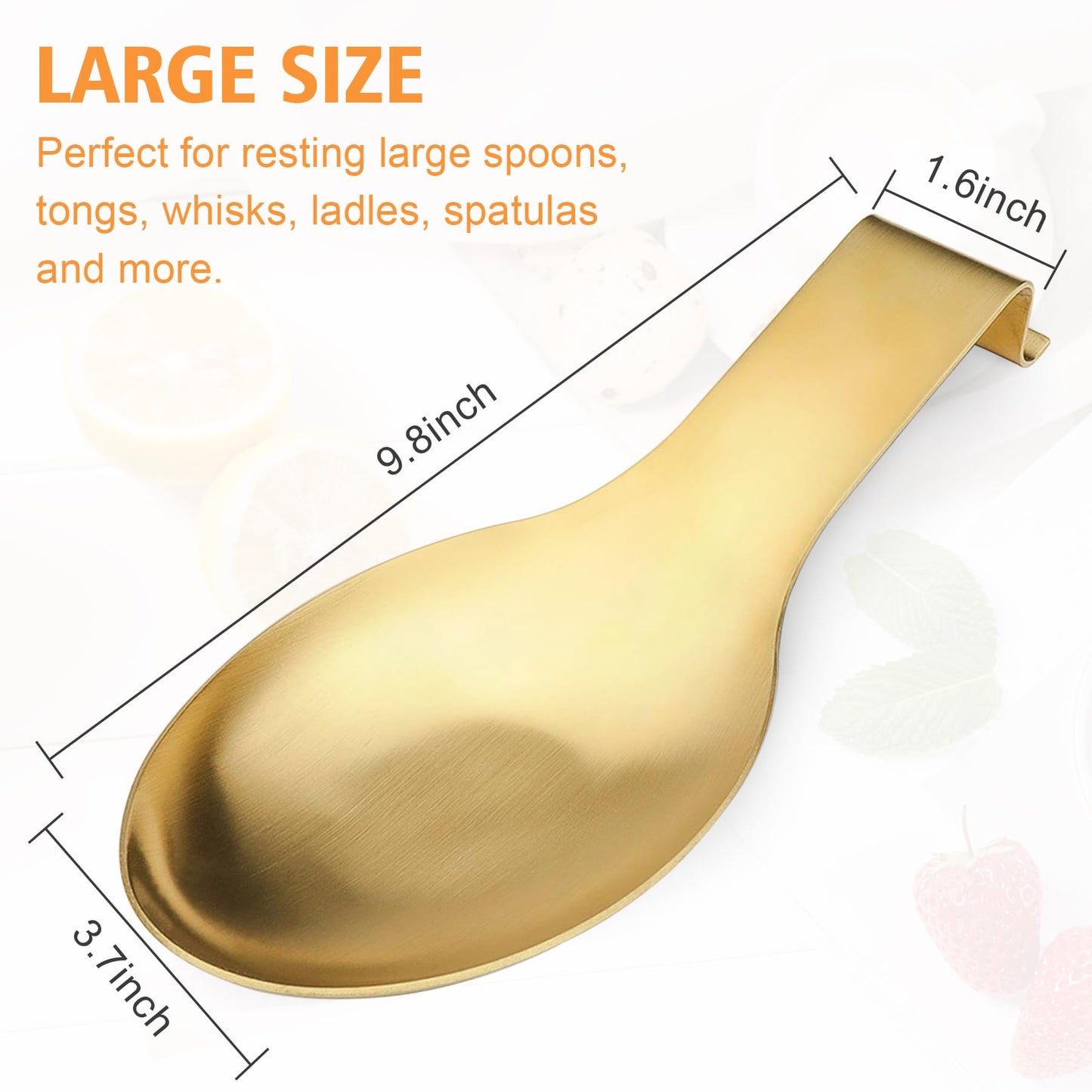 VanlonPro Stainless Steel Spoon Rest, Spatula Ladle Holder, Stainless Steel Utensil Spoon Rest Holder, Brushed Finish, Dishwasher Safe 9.8 x 3.7 Inch (Gold 1PC)