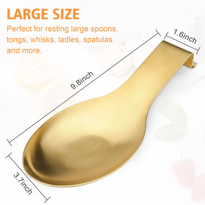 VanlonPro Stainless Steel Spoon Rest, Spatula Ladle Holder, Stainless Steel Utensil Spoon Rest Holder, Brushed Finish, Dishwasher Safe 9.8 x 3.7 Inch (Gold 1PC)