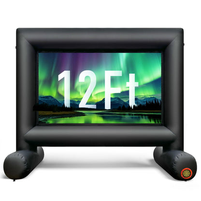 Sewinfla 12Ft Outdoor Inflatable Movie Projector Screen with Built-in Fan Supports Front and Rear Projection, Blow Up Movie Screen for Party, Easy to Set Up