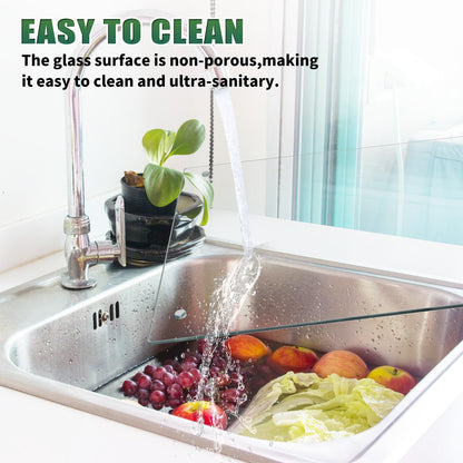 Seelenruhe Tempered Glass Cutting Boards for Kitchen Counter, Clear Cutting Boards for Countertop, Non-Slip, Heat-Resistant, Easy to Clean, Kitchen Decoration, 16x12 & 12x8 2PCS