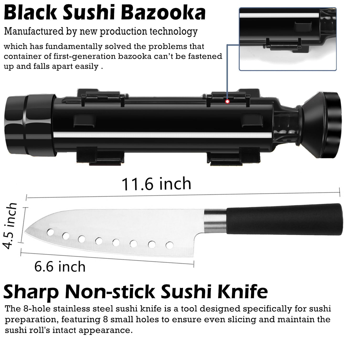 FUNGYAND Sushi Making Kit, All-in-One Bazooka Roller Set with Bamboo Mats, Avocado Slicer, Paddle, Knife, Chopstick & Holders, Cotton Bag - DIY Maki Roller Machine