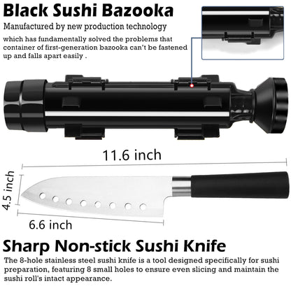 FUNGYAND Sushi Making Kit, All-in-One Bazooka Roller Set with Bamboo Mats, Avocado Slicer, Paddle, Knife, Chopstick & Holders, Cotton Bag - DIY Maki Roller Machine