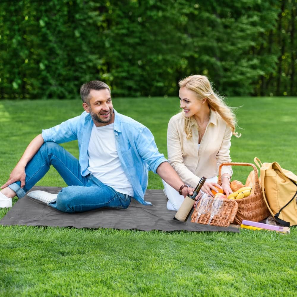 Siegvoll Pocket Picnic Blanket for 1-2 Persons, 43.3x55.12″ Sand Free Beach Blanket, SandProof Waterproof Foldable Beach Mat, Lightweight Picnic Mat for Outdoor Hiking Camping Travel(Gray)