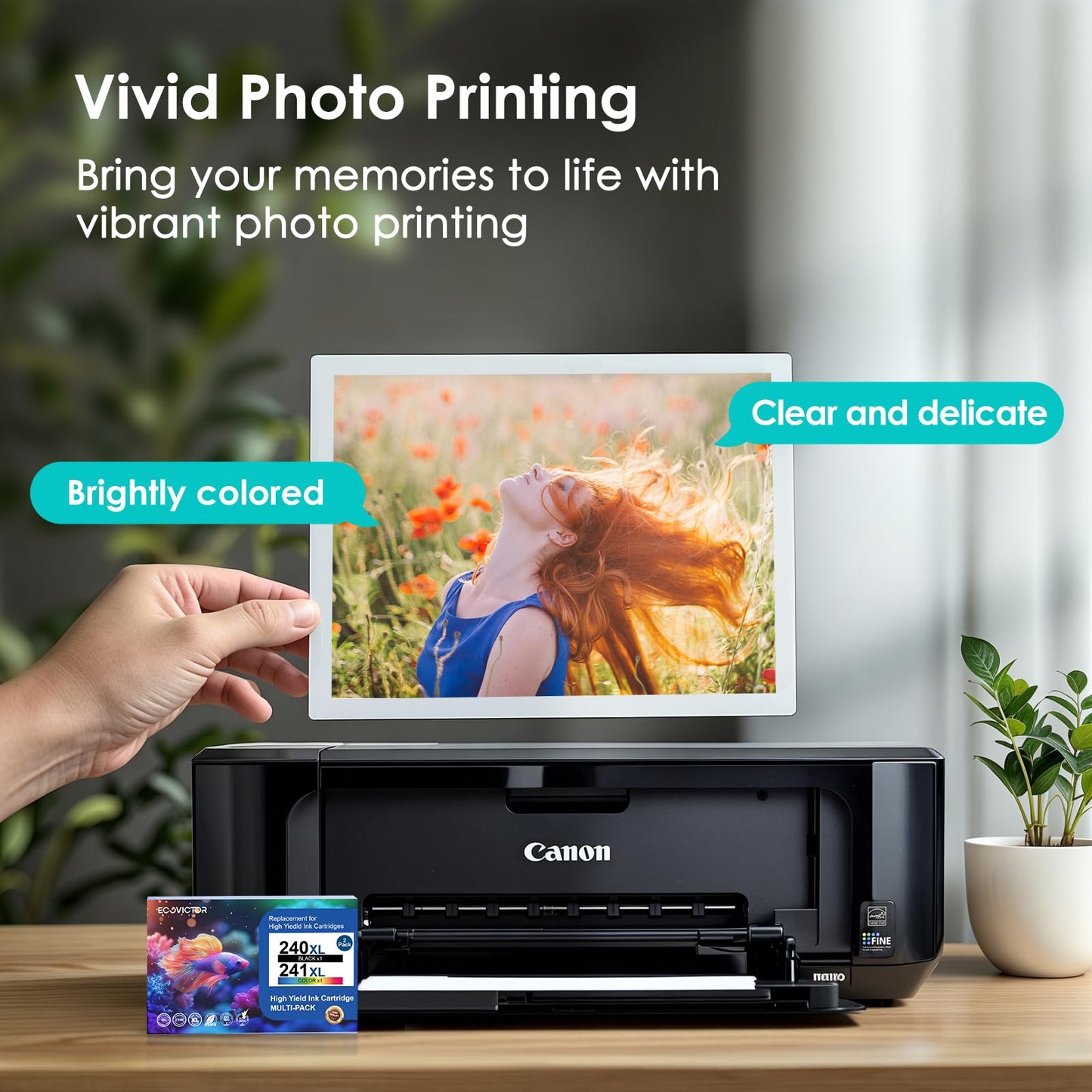 Eco Victor Remanufactured Ink Cartridge Replacement for Canon 240XL 241XL Combo Pack PG240 CL241 for PIXMA MG3620 TS5120 MG3520 MG3220 MG2120 MG4220 MX392 MX452 MX522 Printer (Black Color, 2 Pack)