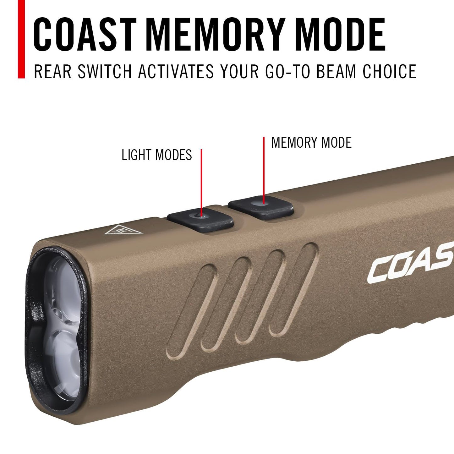 Coast Slayer 1150 Lumen USB-C Rechargeable LED Flashlight with Spot/Flood, Memory Mode and Pocket Clip, Dune