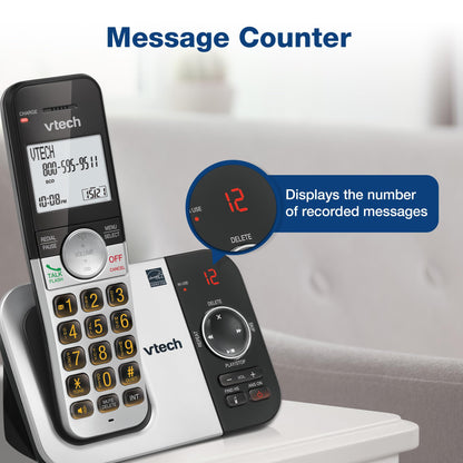 VTech VG232 Cordless Phone with Answering Machine - with Large Display Full-Duplex Speakerphone Caller ID/Call Waiting Last 10 Number Redial