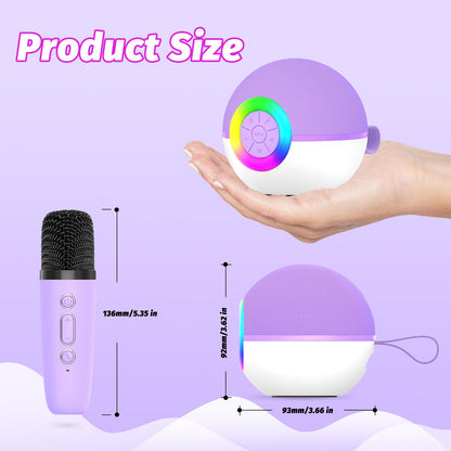 goopow Mini Karaoke Machine Speaker for Kids Adults, Portable Bluetooth Microphone Song Toys with LED Light, Best Chritmas Birthday Festival Gift for 3 4 5 6 7 8+ Year Old Girls Boys (Purple-2MIC)