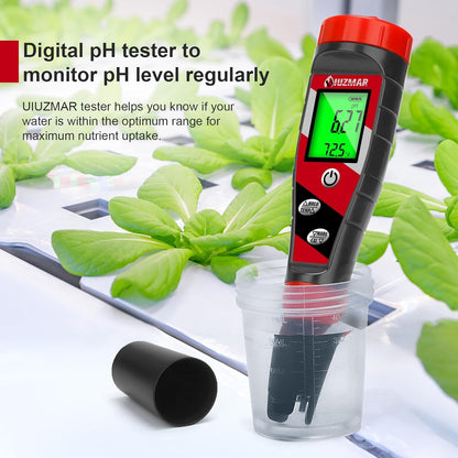 UIUZMAR pH Meter for Water Hydroponics Supplies - pH Up and Down Tester Digital PPM Meter EC Meter Combo for Home Growers – Accurate pH Tester TDS EC Reader for Hydroponics