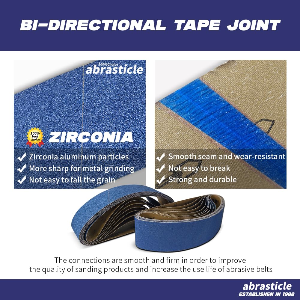 4" x 36" Zirconia Sanding Belts for Metal - 4 x 36 Inch Zirconia Metal Grinding Sand Paper, 10 PCS 2 Each of 40/60/80/120/240 Assorted Grits, Perfect for Metal Polishing, Derusting, Woodworking