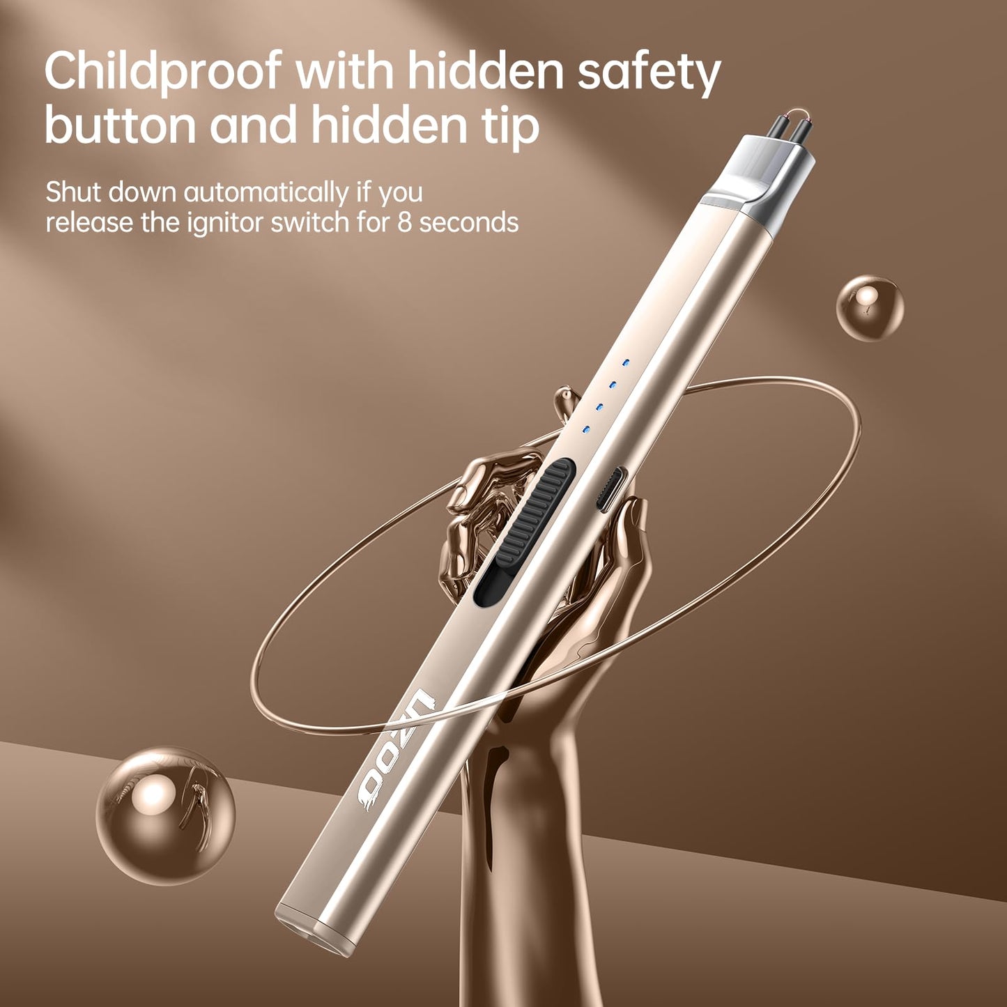 Betrich Candle lighters, Electric Lighter, Rechargeable Arc Lighter, 360° Flexible Neck Flameless Grill Long Lighters for Candle Aromatherapy Camping BBQ Gas Stove-Gold