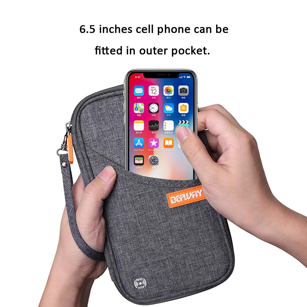 defway Passport Holder Travel Wallet - Family Passport Holder of 4, RFID Blocking Passport Wallet for Men Women, Travel Essentials for Flying, GREY