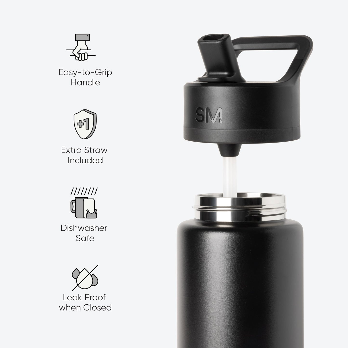 Simple Modern Water Bottle with Straw Lid | Vacuum Insulated Stainless Steel Metal Thermos | Reusable Leak Proof BPA-Free Flask for Sports Gym | Summit Collection | 30oz, Almond Birch