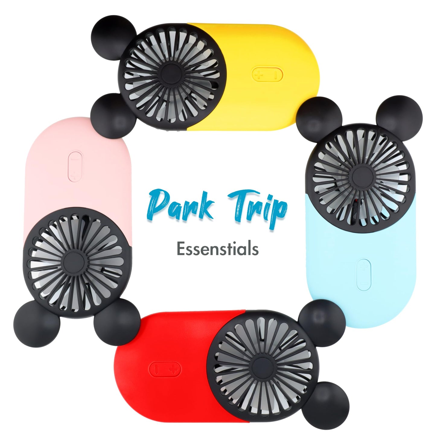 DecoLife Cute Handheld Mini USB Fan, Rechargeable Portable Fan, 3 Adjustable Speeds and Wearable Accessories, Pocket Size for Indoor Or Outdoor Activities (Red)