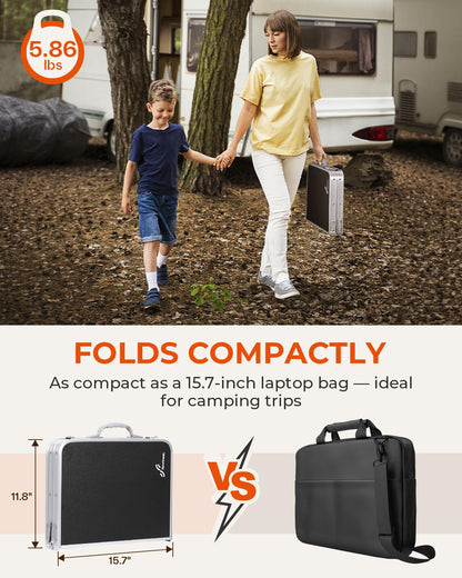 Sportneer Folding Table: Adjustable Height Camping Essentials 23.6" L x 15.7" W 3 Height with Mesh Layer - Compact & Portable Small Folding Table for Outdoor Camp Garden Picnic BBQ Dining Cooking