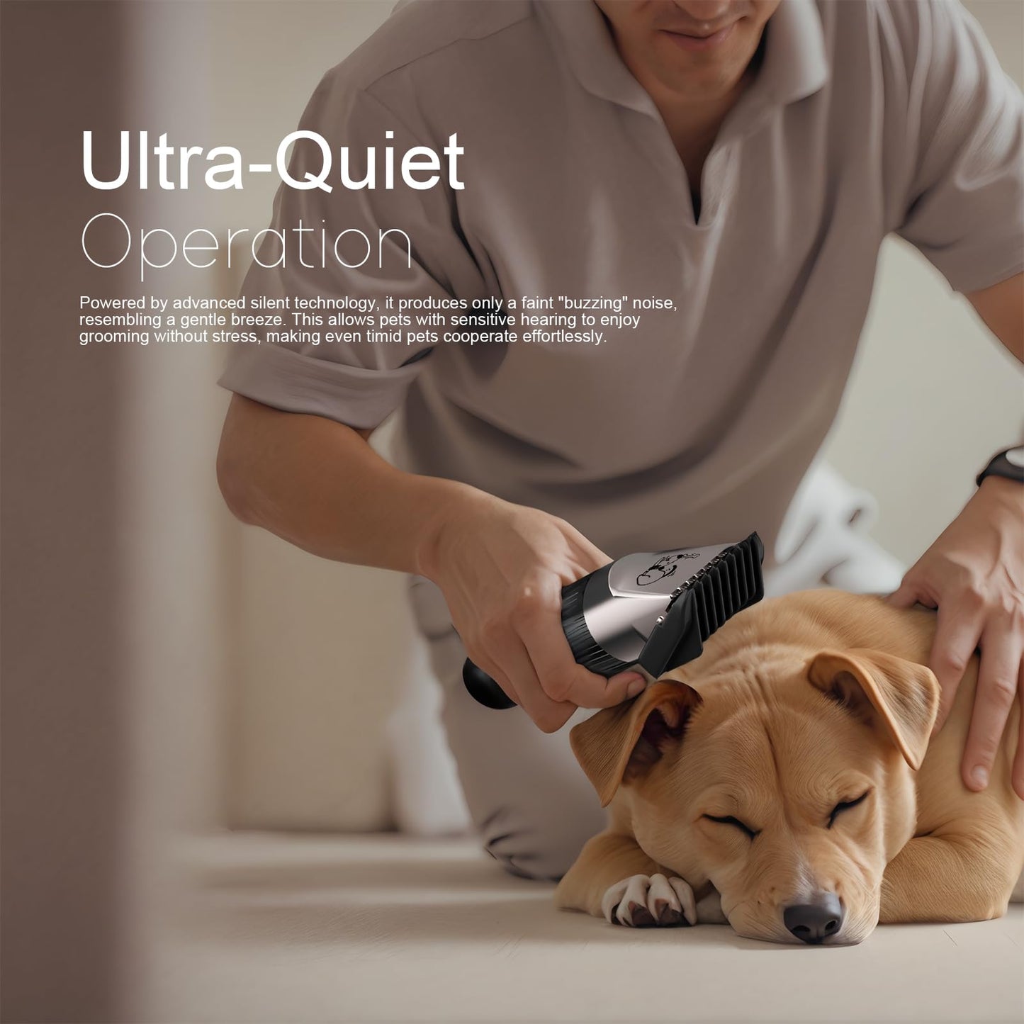 AJELU Dog Grooming Clipper Kit, Cordless Low Noise Rechargeable Electric Trimmer With Adjustable Comb & Detachable Blades, Suitable for Dogs, Cats, Pets