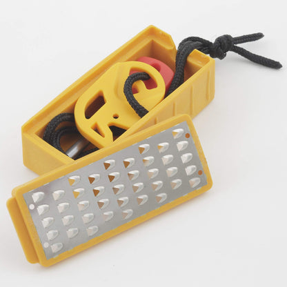 Smith's 50562 Pack Pal Tinder Maker with Fire Starter – Stainless Steel Grater –Striker – Natural Tinder – Outdoor Survival Tool – Lightweight – Portable, Yellow