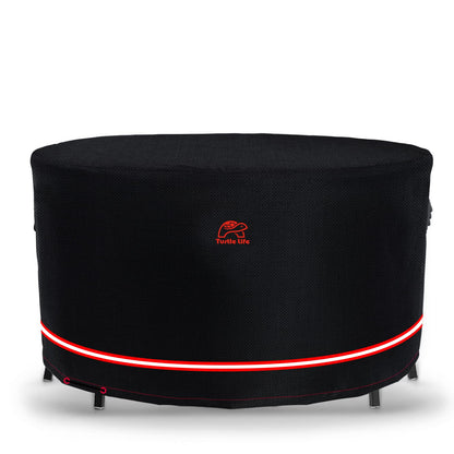 Turtle Life Patio Furniture Sets Cover, Heavry Duty Round Outdoor Dinning Table and Chairs Cover, Anti-Fading Cover for Outdoor Furniture Set, Black, Dia 110" x 32" H