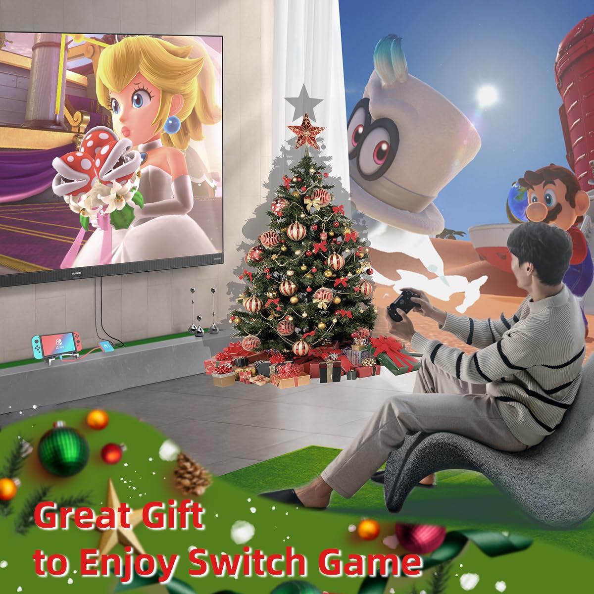 Switch Dock for Nintendo Switch Tv Adapter Portable Switch Docking Station, Switch TV Adapter Compatible Steam Deck/Switch OLED, USB C to HDMI Adapters Support 4K/1080P Switch TV Dock Mode