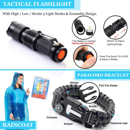 EMDMAK Survival Kit Outdoor Emergency Gear Kit for Camping Hiking Travelling or Adventures