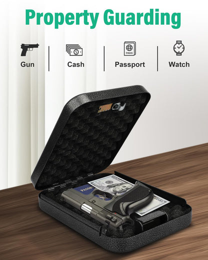 BAGKOOL Fireproof Security Box with 3-Digit Combination Lock, Portable Safe for Guns, Money, Documents - 39IN Patented Security Cable Included - Ideal for Valuables and Firearms, Size 9.4x6.5x2 IN