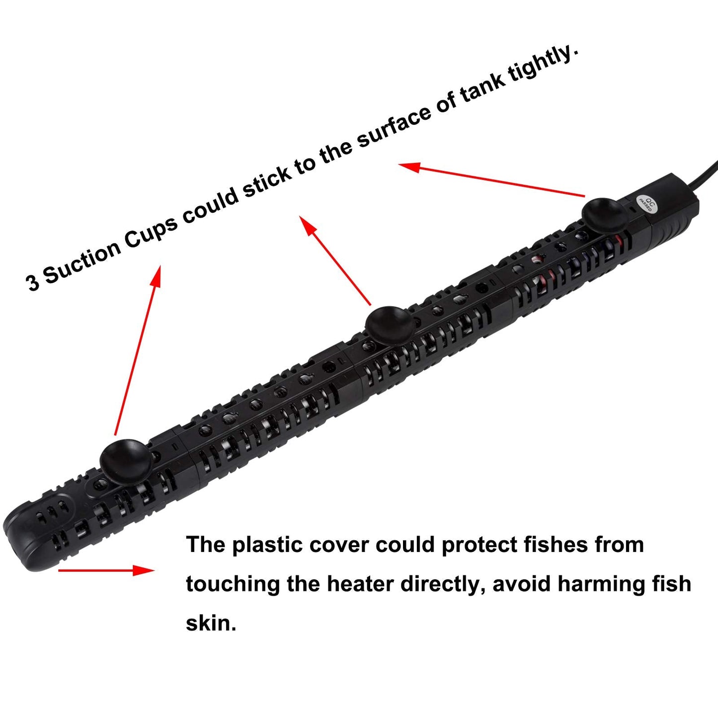 ZHGSERVU 100W/300W/500W Aquarium Heater Submersible 10-90 Gallon 300 Watt Fish Tank Heater with Durable Quartz Glass Protective Sleeve Auto Thermostat for Fresh Water and Salt Water