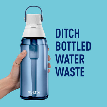 Brita Hard-Sided Plastic Premium Filtering Water Bottle, BPA-Free, Reusable, Replaces 300 Plastic Water Bottles, Filter Lasts 2 Months or 40 Gallons, Includes 1 Filter, Night Sky - 36 oz