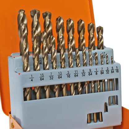 COMOWARE 21Pcs Drill Bit Set (1/16"-3/8"), M35 HSS Twist Drill Bits, Jobber Length, Straight Shank, Metal Drills bit Set for Steel, Stainless Steel/Iron/Wood/Plastic, with Metal Indexed Storage Case
