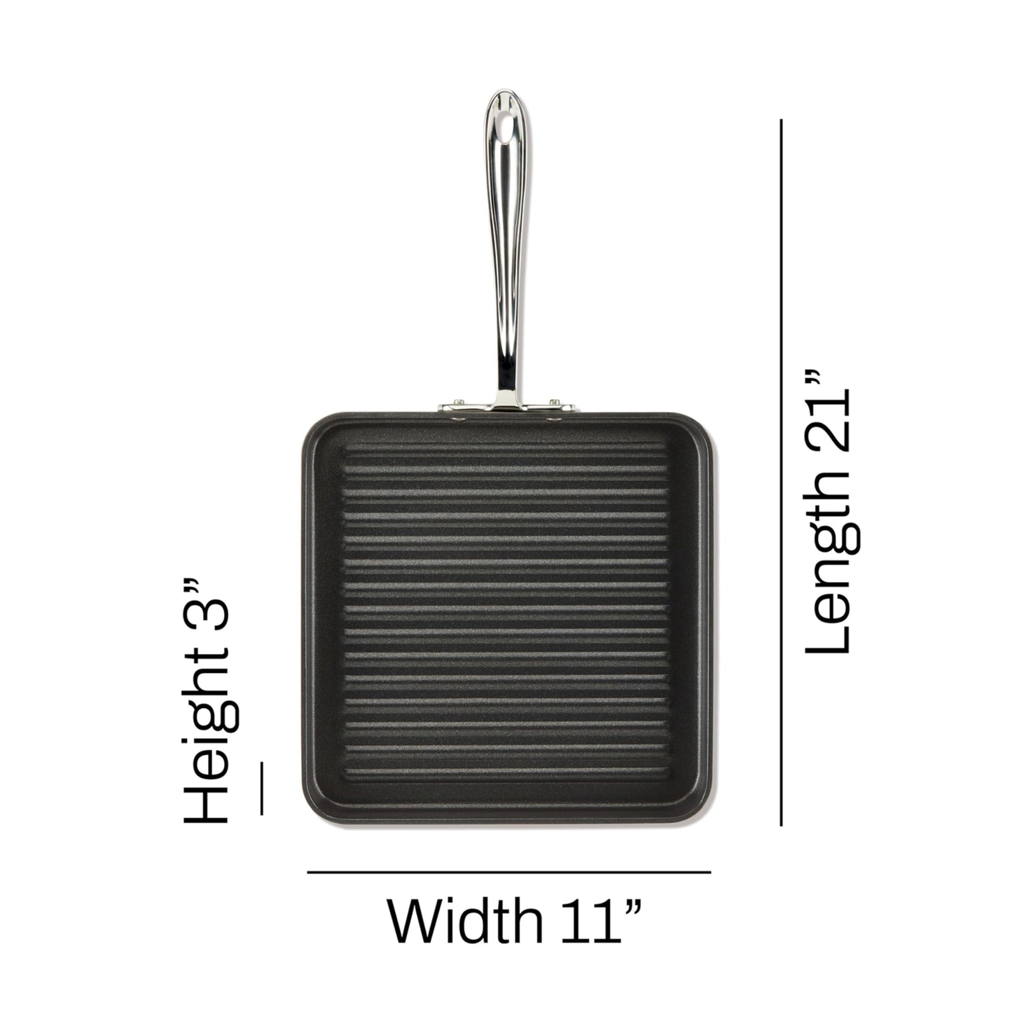All-Clad HA1 Hard Anodized Nonstick Grill 11x11 Inch Oven Safe 350F Pots and Pans, Cookware Black